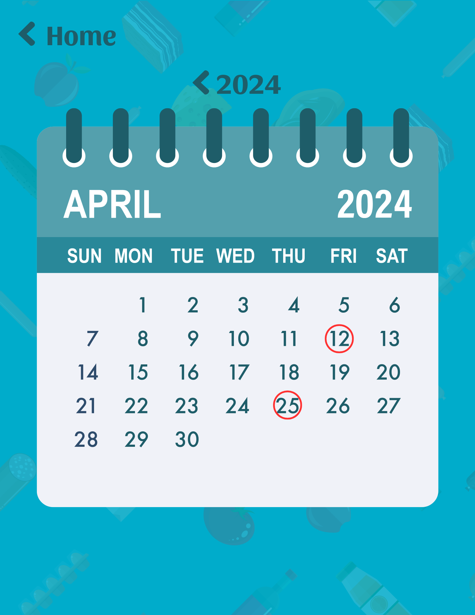 KitchIntel calendar view showing all items' expiration dates laid out by date.