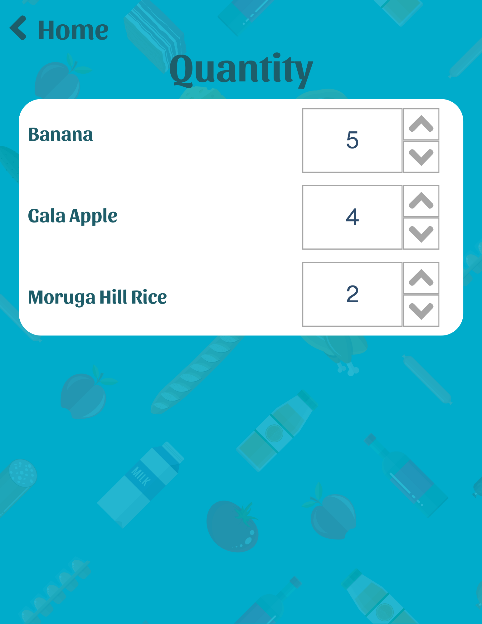 KitchIntel screen for setting an item's quantity and ripeness right after it is logged.
